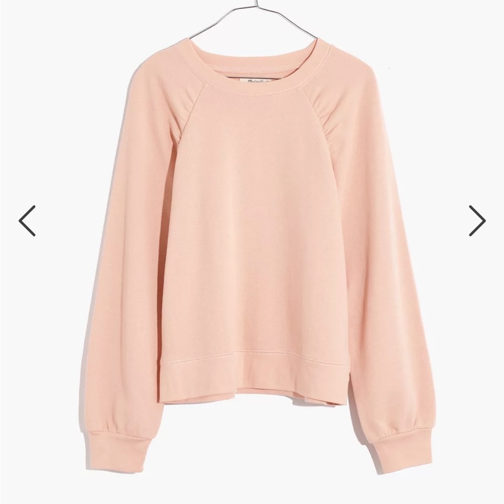 Madewell Gathered Puff Sleeve Sweatshirt Peach Blush